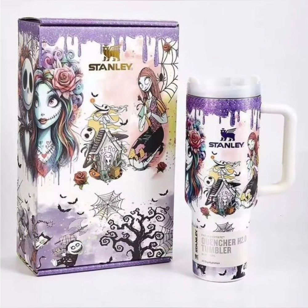 Stanley Nightmare Before Christmas Purple & White Gothic Floral Quencher Tumbler